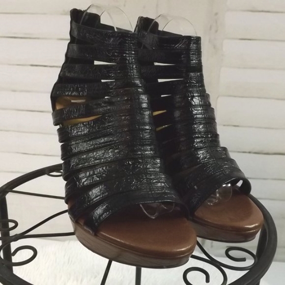 Jeffrey Campbell Marly Black & Brown Ibiza Gladiator Platform Heels, Siz… - Picture 3 of 7